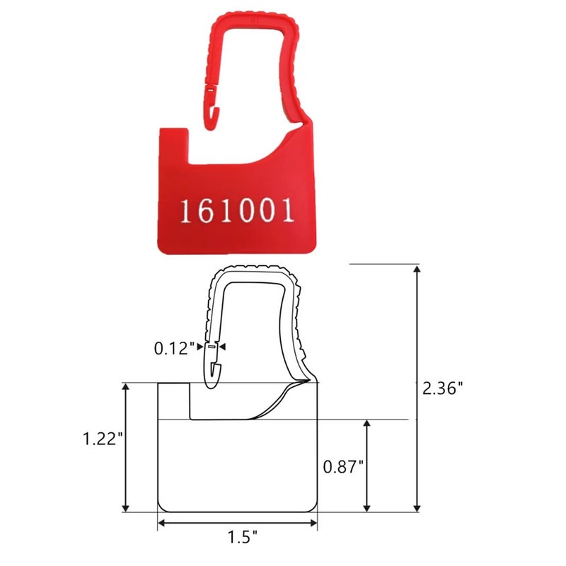 XF-Vel Numbered Security Plastic Padlock Seals Small Red 100 pcs per Bag - Image 2
